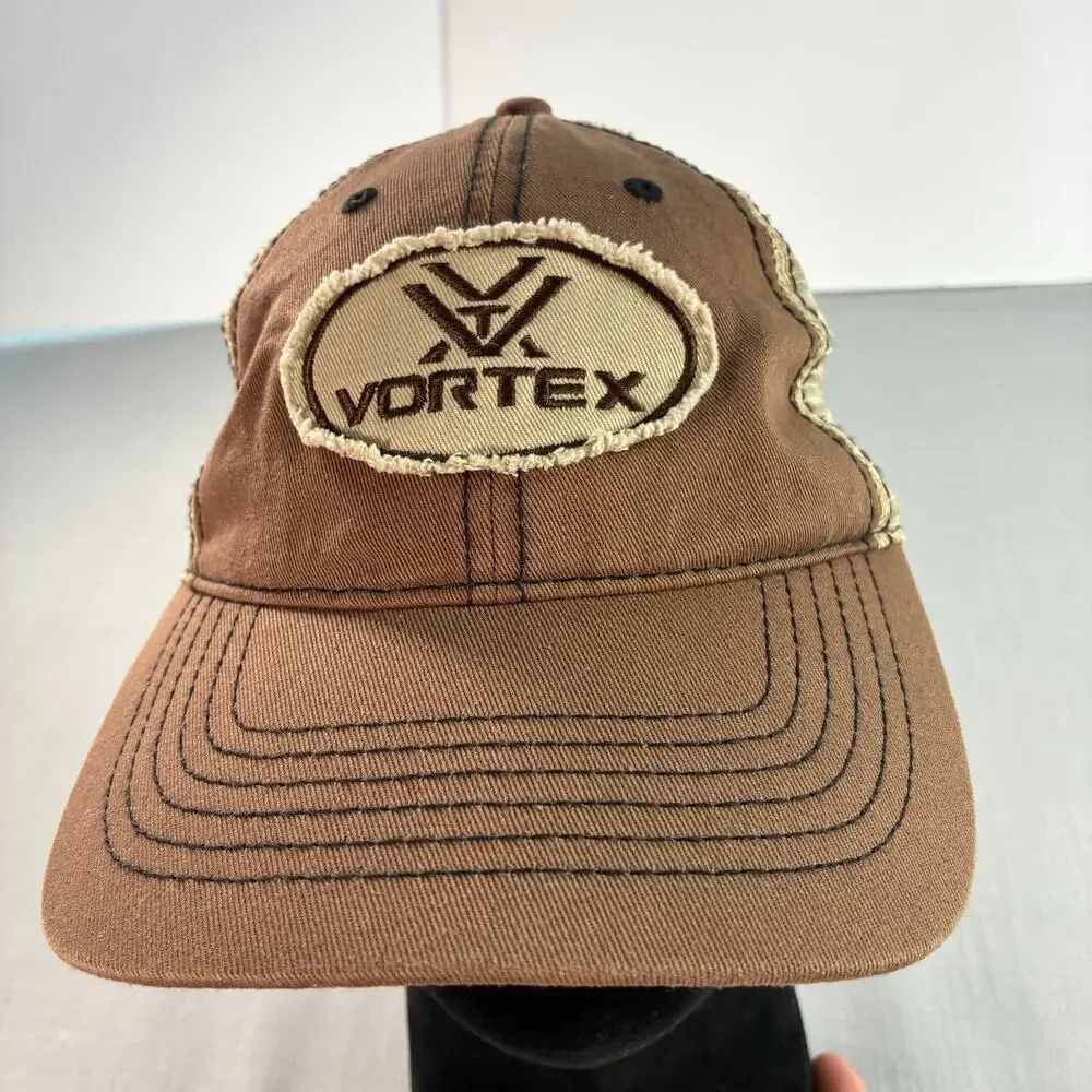 Vortex Optics Brown Mesh Trucker Hat Distressed Hunting Outdoor Cap OSFA